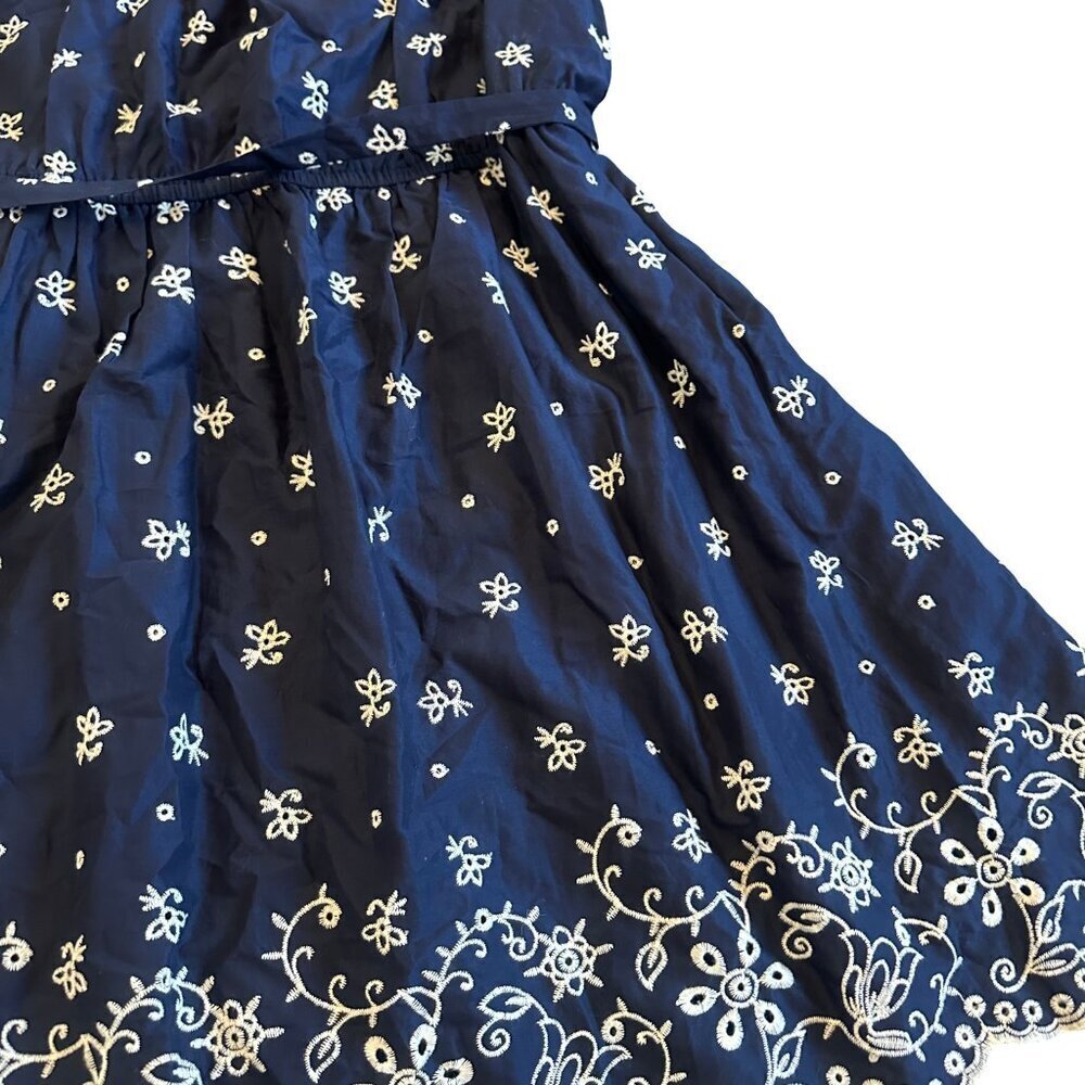 Lane Bryant Navy Embroidered A-Line Dress Cap Sleeves Cotton Size 16 Women's NWT - Picture 11 of 14
